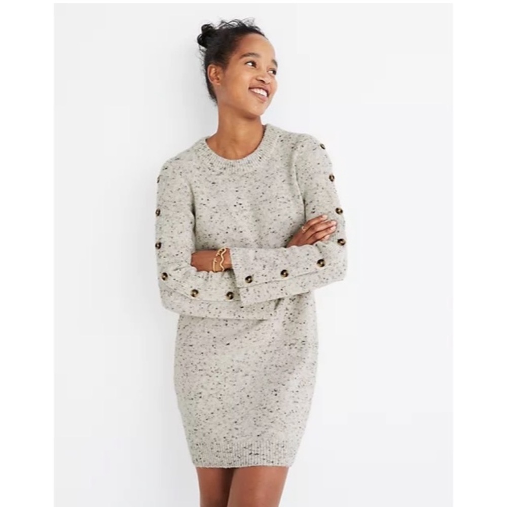 Madewell Donegal Button Sleeve Sweater Dress